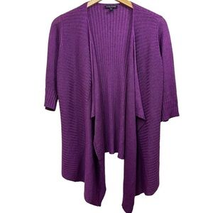 Eileen Fisher Linen Silk Purple Open Front Cardigan Sweater, PS